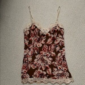 Floral Lace Trim Camisole Top